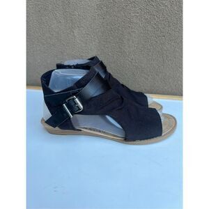 Blowfish Malibu Black Canvas Ankle Open Toe Sandals Women’s Size 8